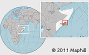 Gray Location Map of Aadan, highlighted country, highlighted parent region, within the entire country, hill shading