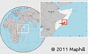 Gray Location Map of Aadan, highlighted country, highlighted parent region, within the entire country