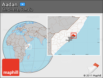 Gray Location Map of Aadan, highlighted country, highlighted parent region