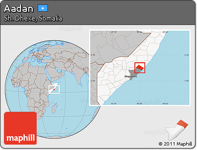 Gray Location Map of Aadan, highlighted country, highlighted parent region