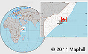 Gray Location Map of Aadan, highlighted country, highlighted parent region