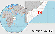 Gray Location Map of Aadan, highlighted country