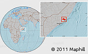 Gray Location Map of Aadan, hill shading