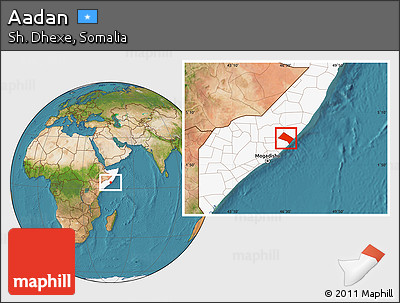 Satellite Location Map of Aadan, highlighted country