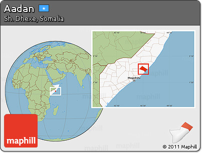 Savanna Style Location Map of Aadan, highlighted country