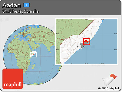 Savanna Style Location Map of Aadan, highlighted country, highlighted parent region