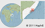 Savanna Style Location Map of Aadan, highlighted country, highlighted parent region, hill shading