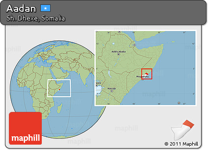 Savanna Style Location Map of Aadan, highlighted parent region, within the entire country