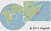 Savanna Style Location Map of Aadan, highlighted parent region, within the entire country, hill shading