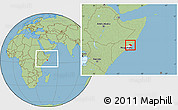 Savanna Style Location Map of Aadan, highlighted parent region, within the entire country