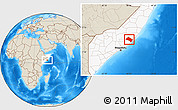 Shaded Relief Location Map of Aadan, highlighted country