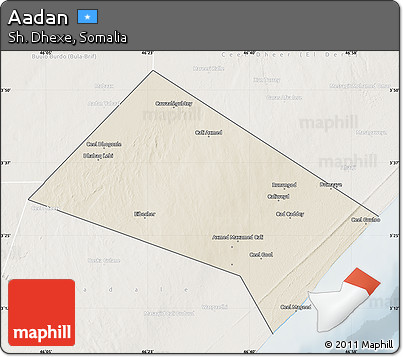 Shaded Relief Map of Aadan, lighten