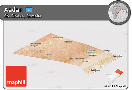 Satellite Panoramic Map of Aadan, cropped outside