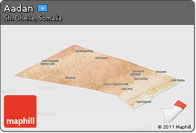 Satellite Panoramic Map of Aadan, cropped outside