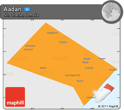 Political Simple Map of Aadan, single color outside