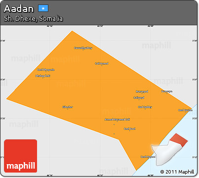 Political Simple Map of Aadan, single color outside
