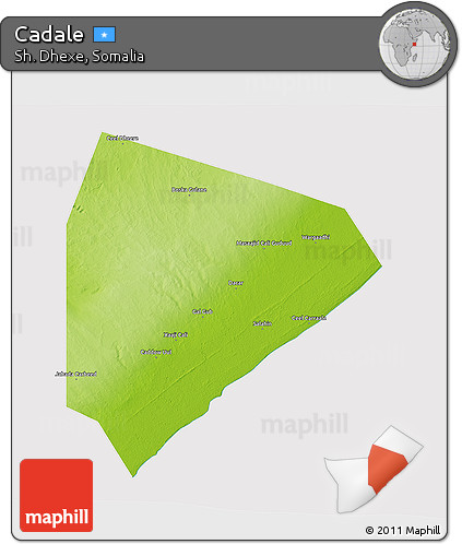Physical 3D Map of Cadale, cropped outside