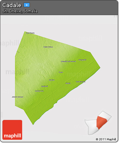Physical 3D Map of Cadale, cropped outside