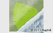 Physical 3D Map of Cadale, semi-desaturated