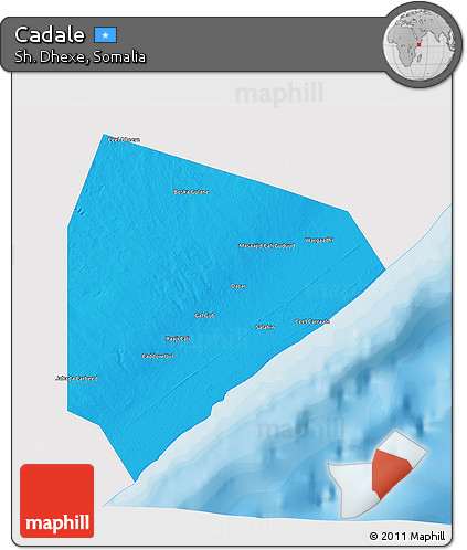 Political 3D Map of Cadale, single color outside