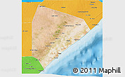 Satellite 3D Map of Cadale, political outside