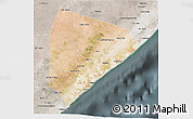 Satellite 3D Map of Cadale, semi-desaturated
