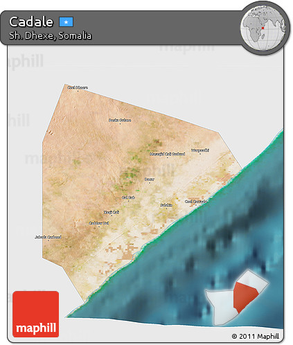 Satellite 3D Map of Cadale, single color outside