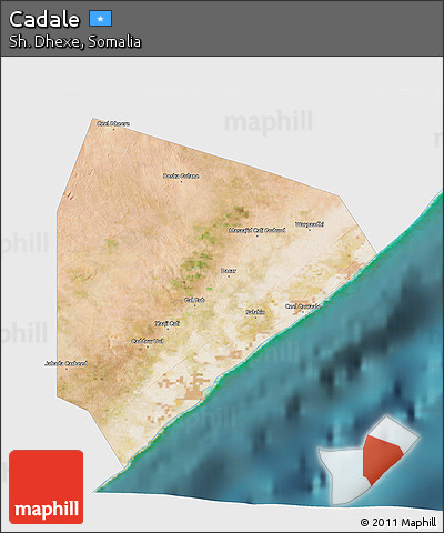 Satellite 3D Map of Cadale, single color outside