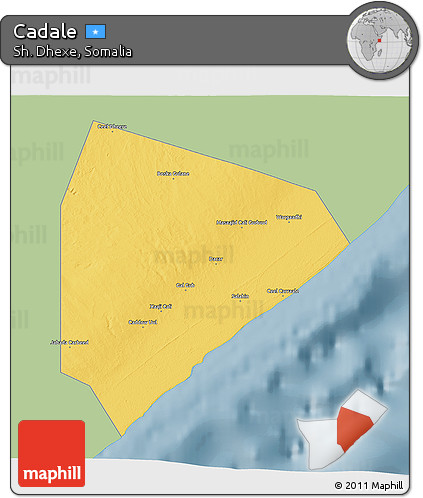 Savanna Style 3D Map of Cadale, single color outside