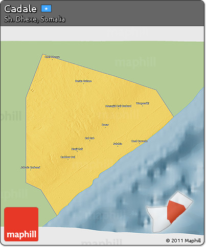 Savanna Style 3D Map of Cadale, single color outside