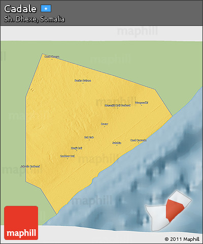 Savanna Style 3D Map of Cadale, single color outside
