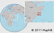 Gray Location Map of Cadale, within the entire country