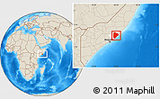 Shaded Relief Location Map of Cadale, highlighted parent region
