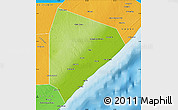Physical Map of Cadale, political outside