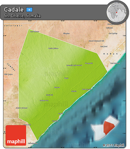 Physical Map of Cadale, satellite outside