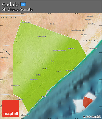Physical Map of Cadale, satellite outside