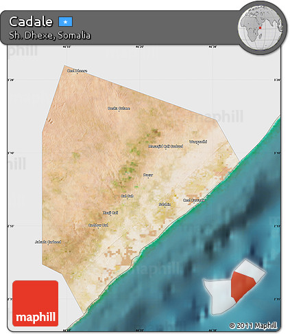 Satellite Map of Cadale, single color outside
