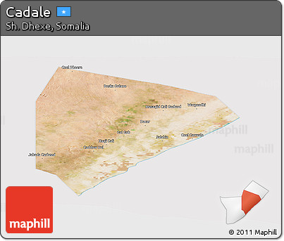 Satellite Panoramic Map of Cadale, cropped outside