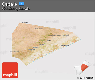 Satellite Panoramic Map of Cadale, cropped outside