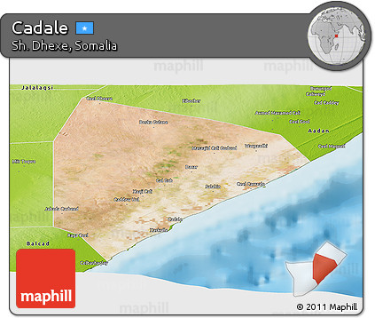 Satellite Panoramic Map of Cadale, physical outside