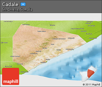Satellite Panoramic Map of Cadale, physical outside
