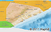 Satellite Panoramic Map of Cadale, political outside