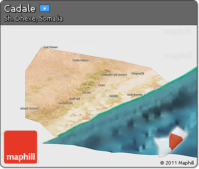 Satellite Panoramic Map of Cadale, single color outside