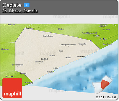Shaded Relief Panoramic Map of Cadale, physical outside