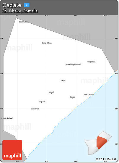 Gray Simple Map of Cadale, single color outside