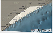 Shaded Relief 3D Map of Marka, darken