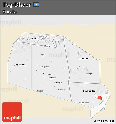Classic Style 3D Map of Tog-Dheer, single color outside