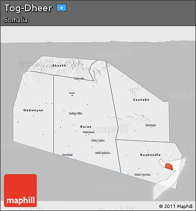 Gray 3D Map of Tog-Dheer, single color outside