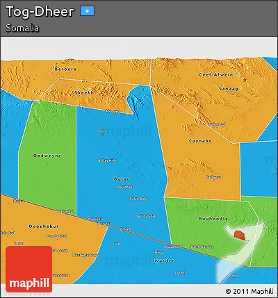 Political 3D Map of Tog-Dheer