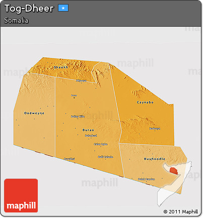 Political Shades 3D Map of Tog-Dheer, cropped outside